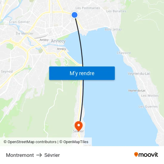 Montremont to Sévrier map