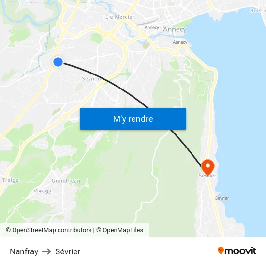 Nanfray to Sévrier map