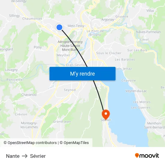 Nante to Sévrier map