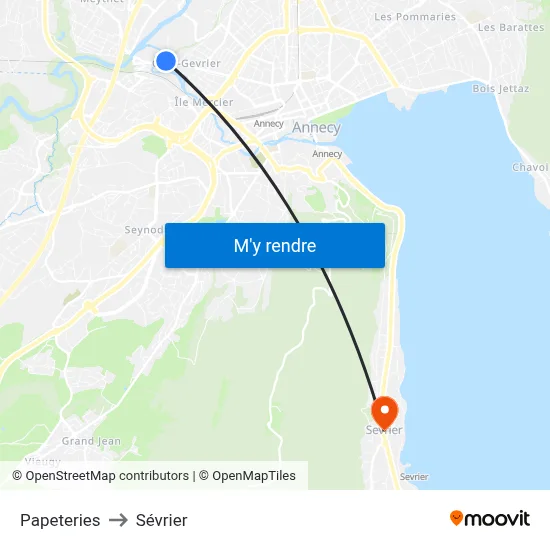 Papeteries to Sévrier map