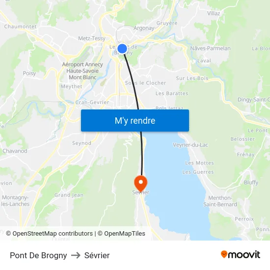 Pont De Brogny to Sévrier map