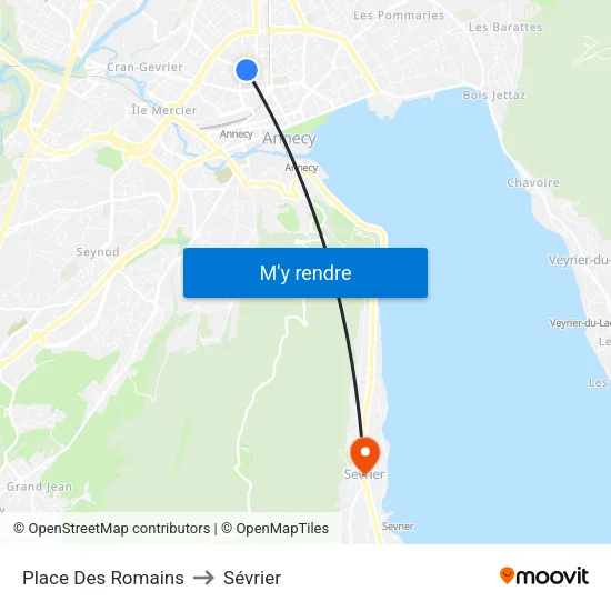 Place Des Romains to Sévrier map