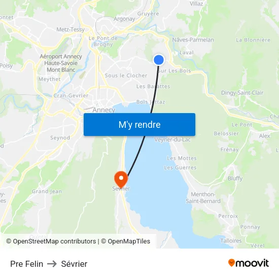 Pre Felin to Sévrier map
