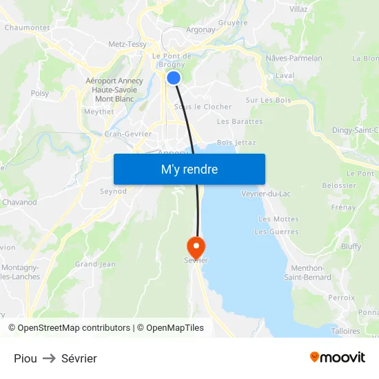 Piou to Sévrier map