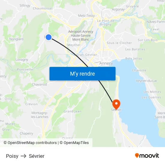 Poisy to Sévrier map