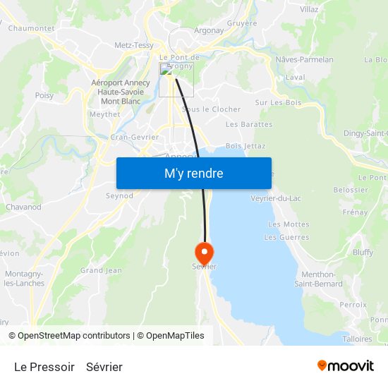 Le Pressoir to Sévrier map
