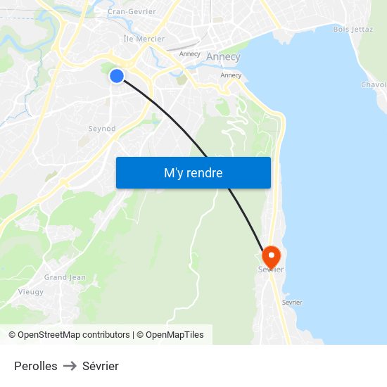 Perolles to Sévrier map