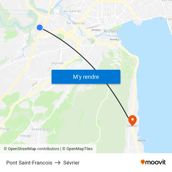 Pont Saint-Francois to Sévrier map