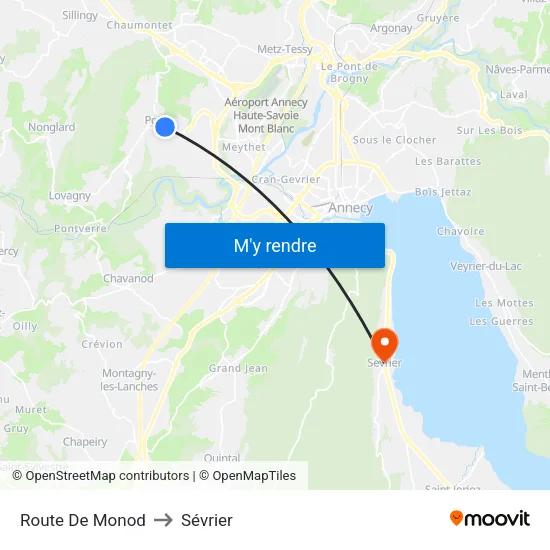 Route De Monod to Sévrier map