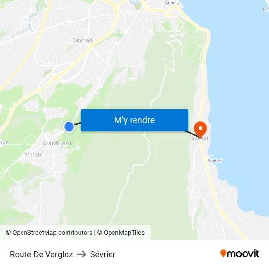 Route De Vergloz to Sévrier map