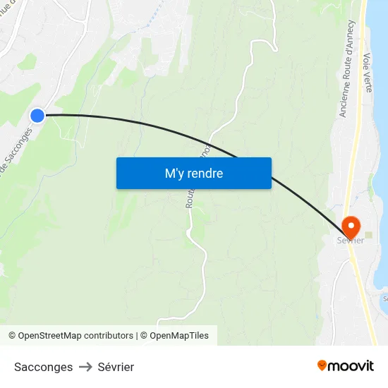 Sacconges to Sévrier map