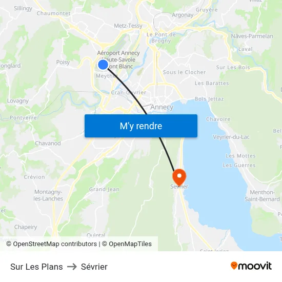 Sur Les Plans to Sévrier map