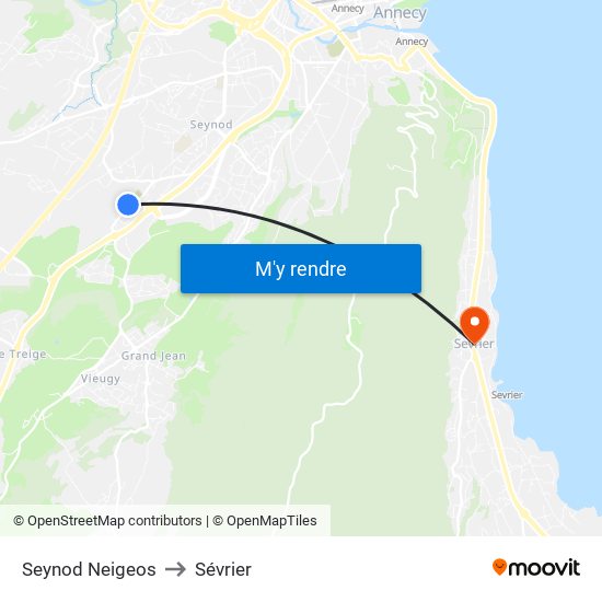Seynod Neigeos to Sévrier map