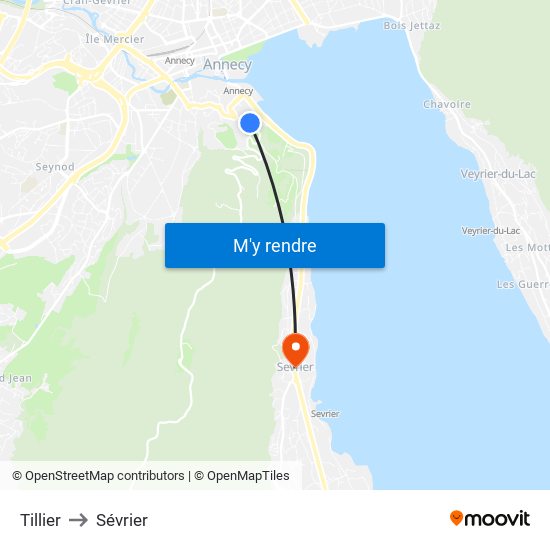 Tillier to Sévrier map
