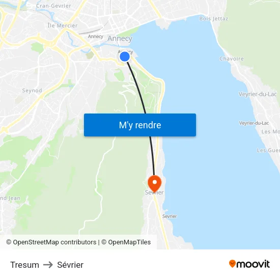 Tresum to Sévrier map