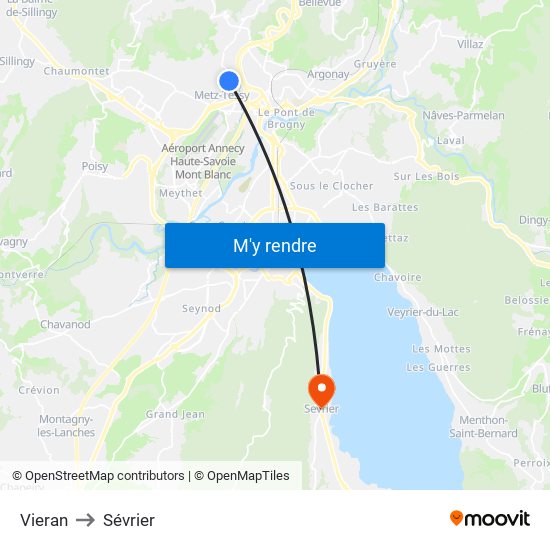 Vieran to Sévrier map