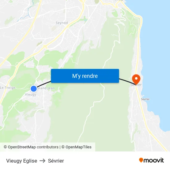 Vieugy Eglise to Sévrier map
