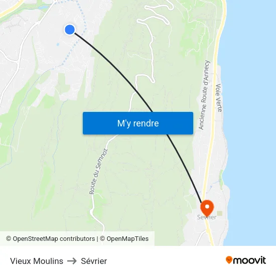 Vieux Moulins to Sévrier map