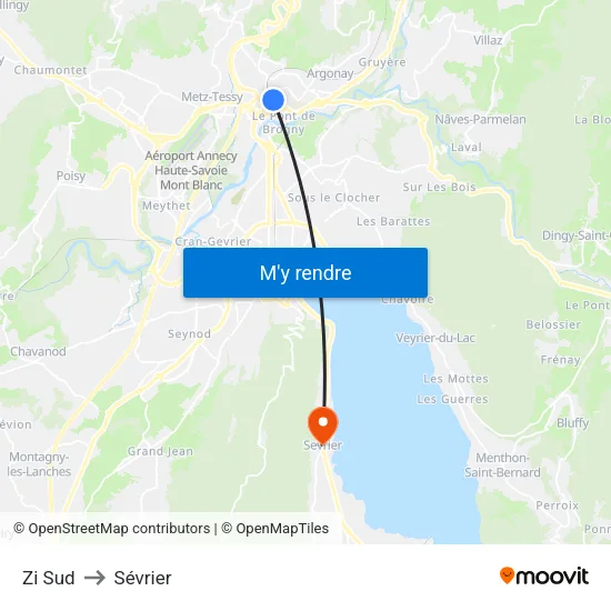 Zi Sud to Sévrier map