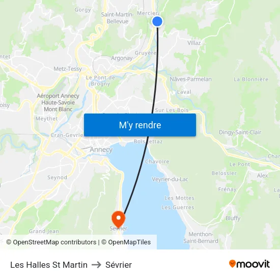 Les Halles St Martin to Sévrier map