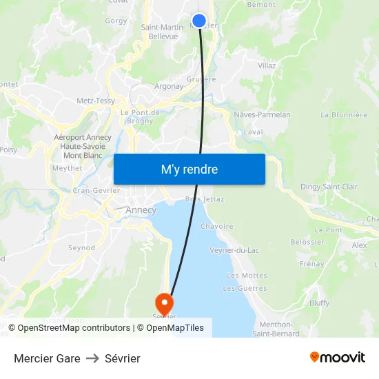 Mercier Gare to Sévrier map