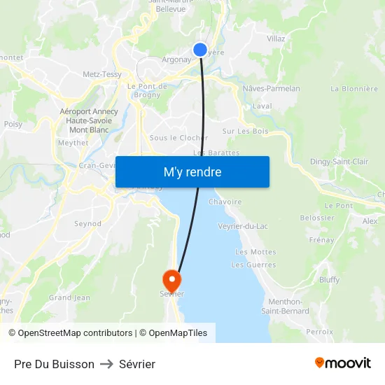 Pre Du Buisson to Sévrier map