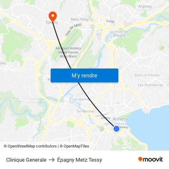 Clinique Generale to Épagny Metz Tessy map