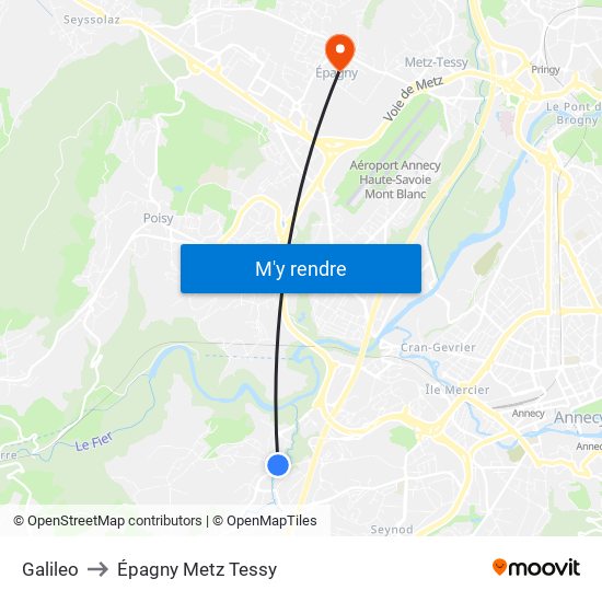 Galileo to Épagny Metz Tessy map