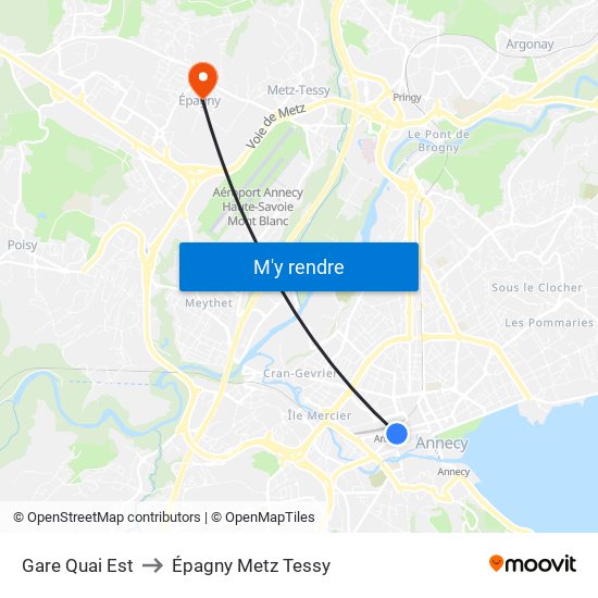 Gare Quai Est to Épagny Metz Tessy map