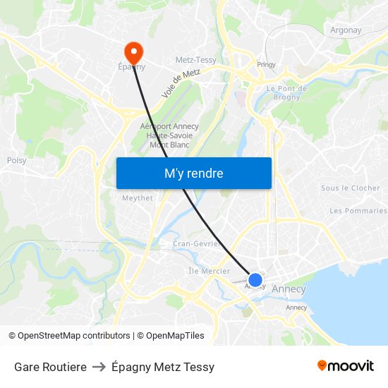 Gare Routiere to Épagny Metz Tessy map