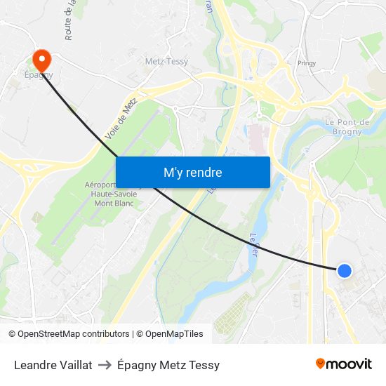 Leandre Vaillat to Épagny Metz Tessy map