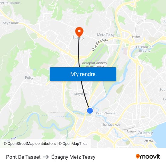 Pont De Tasset to Épagny Metz Tessy map
