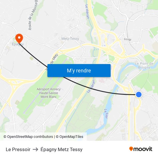 Le Pressoir to Épagny Metz Tessy map