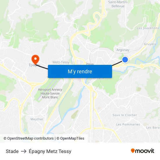 Stade to Épagny Metz Tessy map