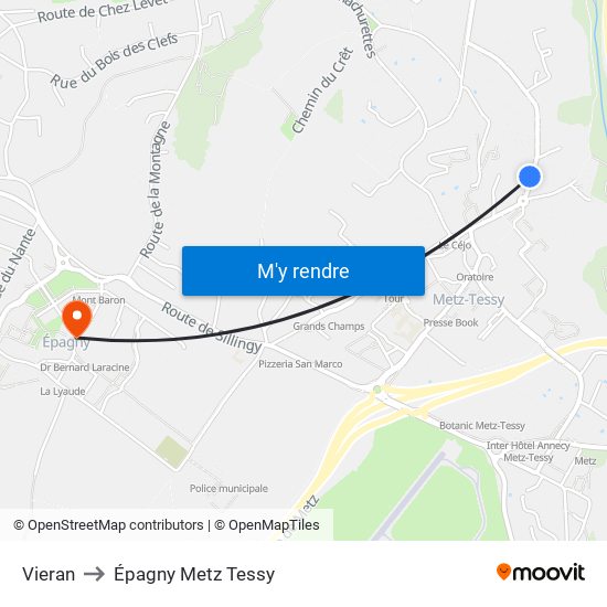 Vieran to Épagny Metz Tessy map