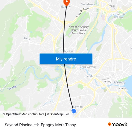 Seynod Piscine to Épagny Metz Tessy map