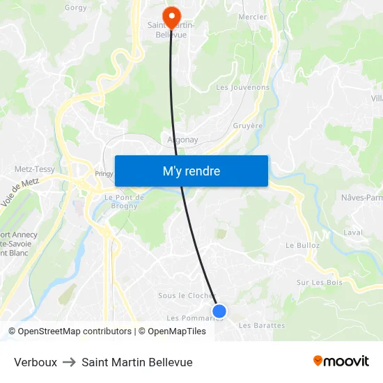 Verboux to Saint Martin Bellevue map
