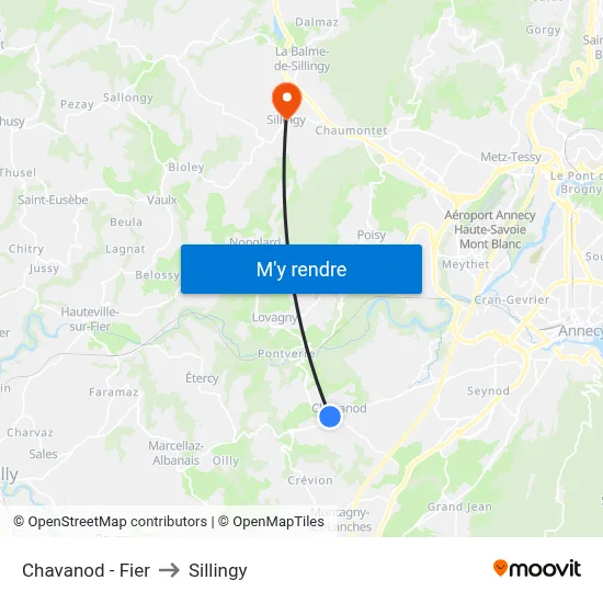 Chavanod - Fier to Sillingy map