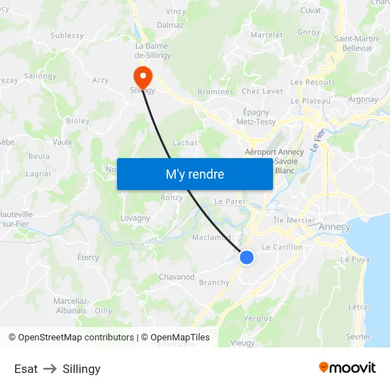 Esat to Sillingy map