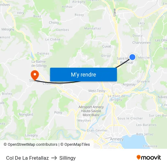 Col De La Fretallaz to Sillingy map