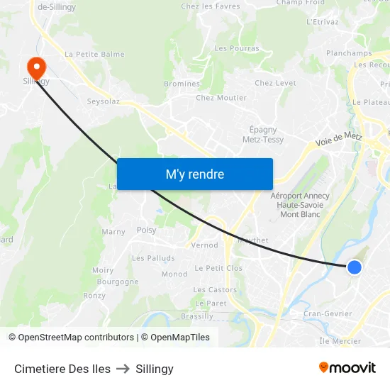 Cimetiere Des Iles to Sillingy map