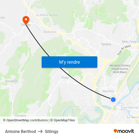 Antoine Berthod to Sillingy map