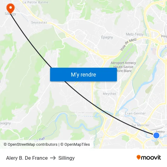 Alery B. De France to Sillingy map