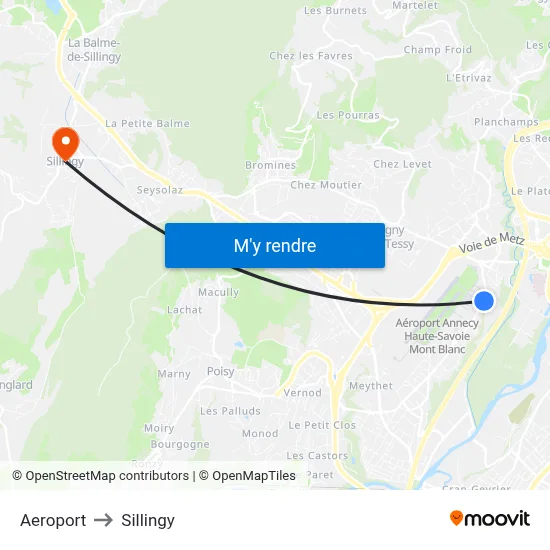 Aeroport to Sillingy map