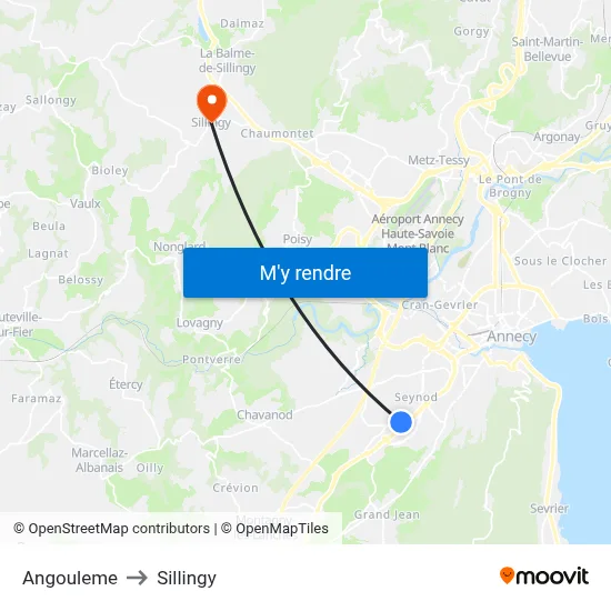 Angouleme to Sillingy map