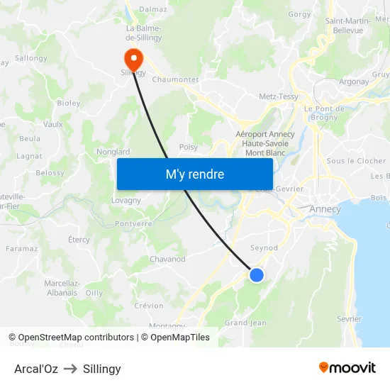 Arcal'Oz to Sillingy map