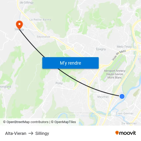 Alta-Vieran to Sillingy map