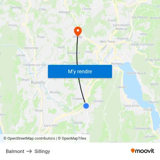 Balmont to Sillingy map