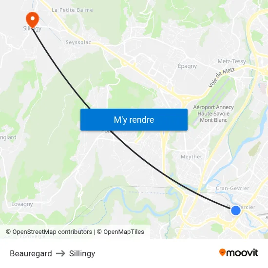 Beauregard to Sillingy map