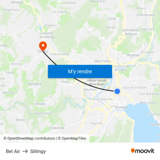 Bel Air to Sillingy map